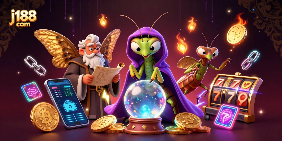 Experience thrilling slots with j188 com featuring vibrant 3D characters and crypto elements.