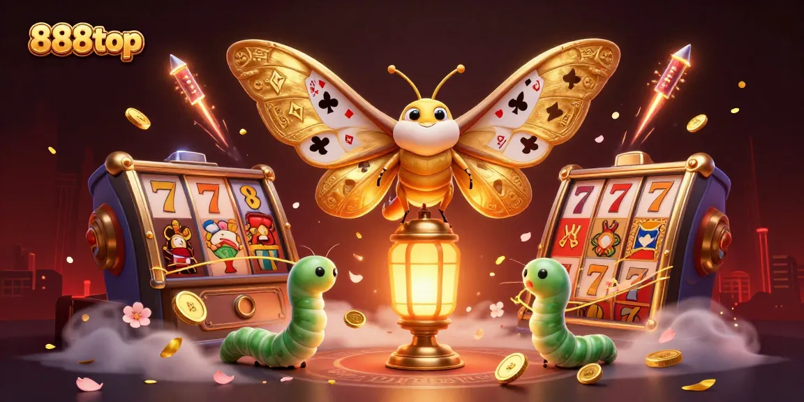 Experience the excitement at 888top with a vibrant 3D digital illustration showcasing a lively casino scene.