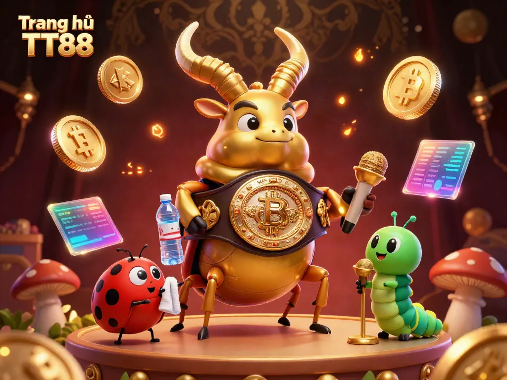 Experience winning moments with Trang chủ TT88 featuring dynamic 3D casino elements and cartoon characters.