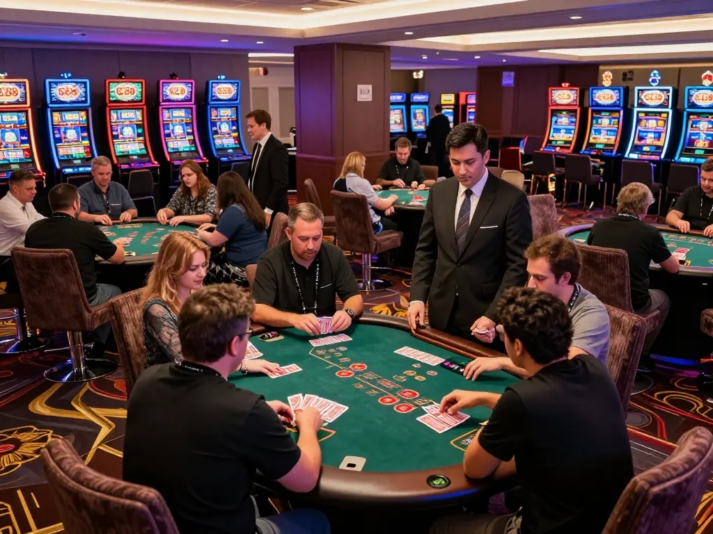 Players enjoying a strategic game at SC88 casino tables under vibrant lights
