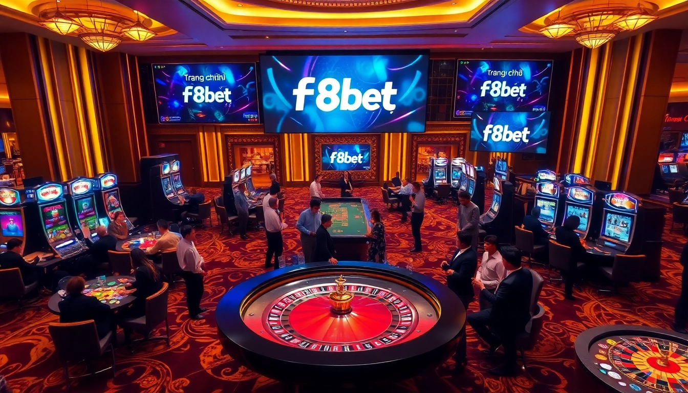 Experience the thrill at trang chủ f8bet chính thức with an exciting casino atmosphere featuring roulette and slot machines.