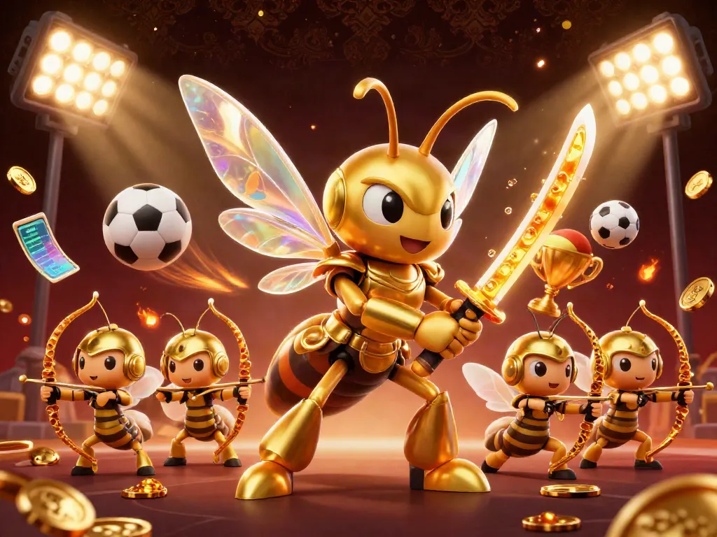 Engage with keo nha cai as the golden hornet warrior leads sports betting action among dynamic elements.