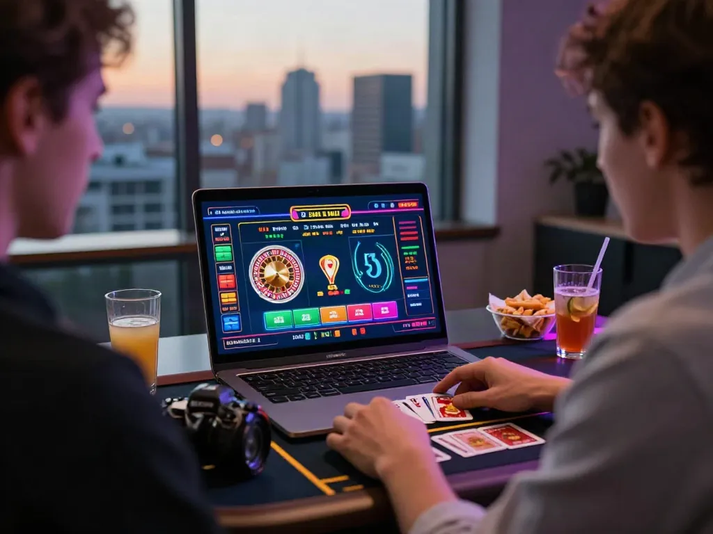 Engaged player enjoying FC88 live casino experience at modern desk.