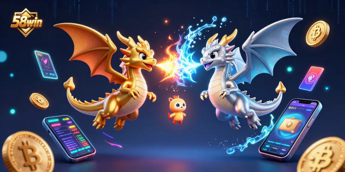 Experience thrilling gameplay at 58win with vibrant 3D dragons and cryptocurrency elements.