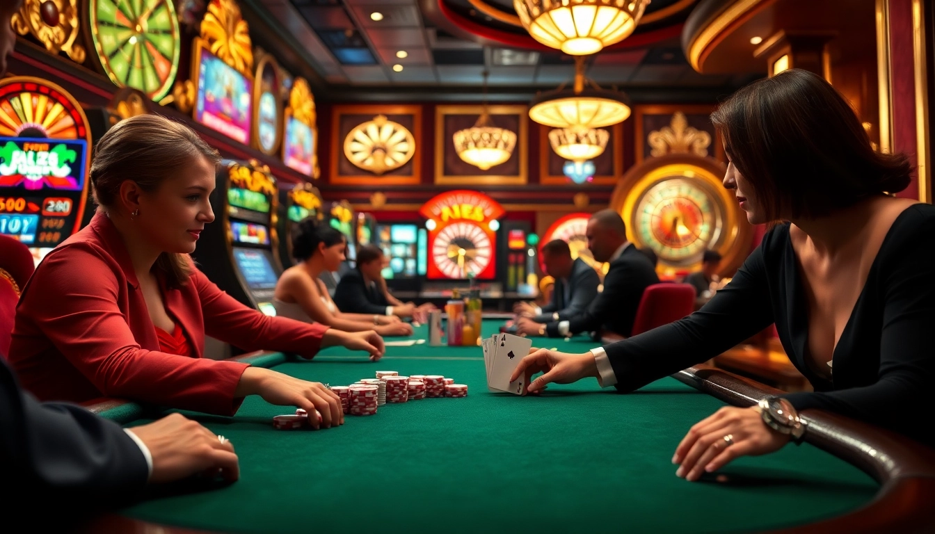 Engaged players at a high-stakes poker table, showcasing the excitement and luxury of https://lu88bb.com/.