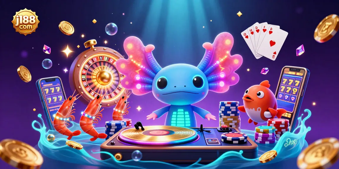 Experience thrilling gameplay at j188 com with a vibrant 3D casino scene featuring energetic characters.