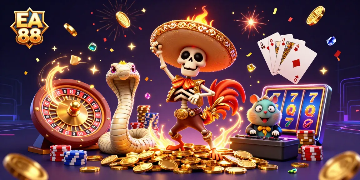 Engage with EA 88's thrilling casino experience featuring vibrant characters and dynamic gaming elements.