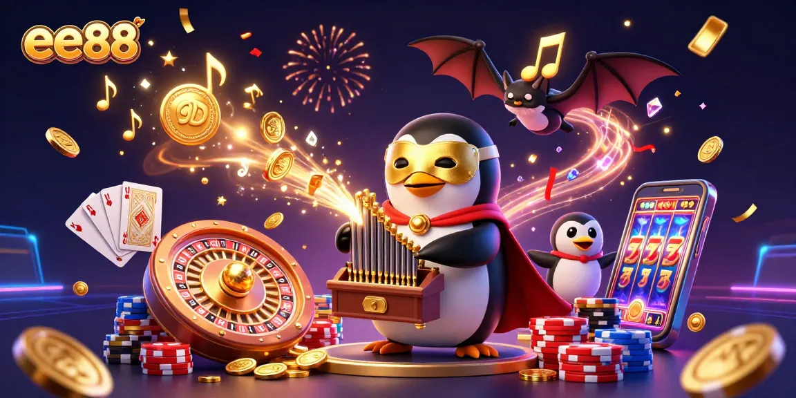 Play and win big with ee88, featuring animated casino elements and lively characters.