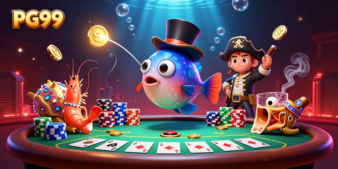 PG99 engages players with a vibrant illustration of a deep-sea party enriching their gaming experience.