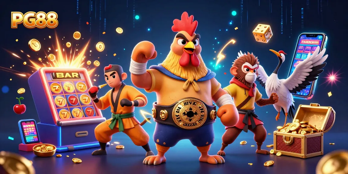 Experience winning moments at PG88 with vibrant characters and exploding slots, showcasing ultimate casino excitement.